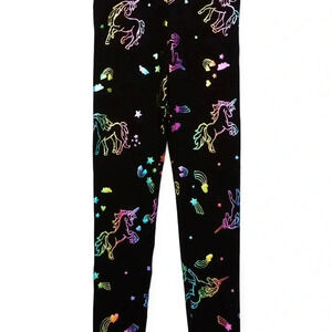 🤑Unicorn Print Black Leggings